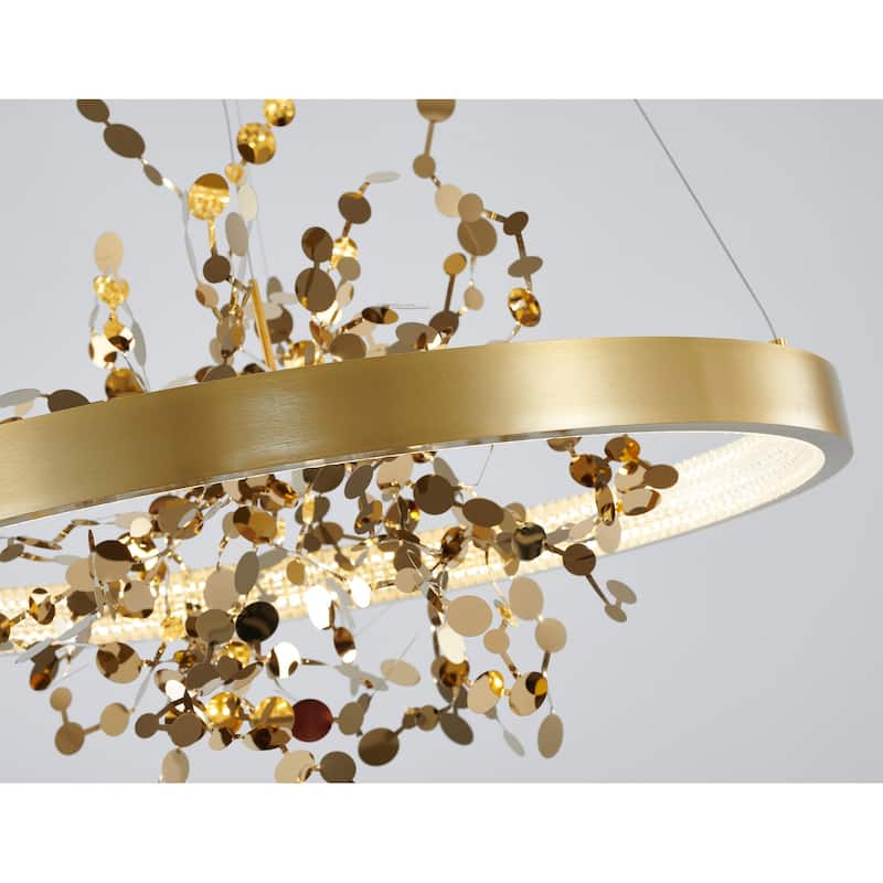 1Light D24" Sand Gold Frame Chandelier with a Gold Interior On Sale